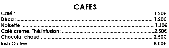 cafén déca, noisette, café crème, thé, infusion, chocolat chaud, irish coffee